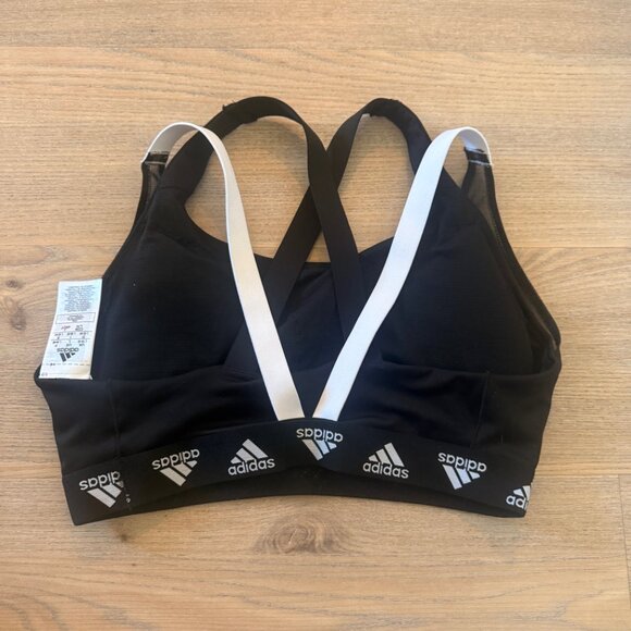 Addidas Cross Back Mesh Overlay Sports Bra L - Picture 2 of 3